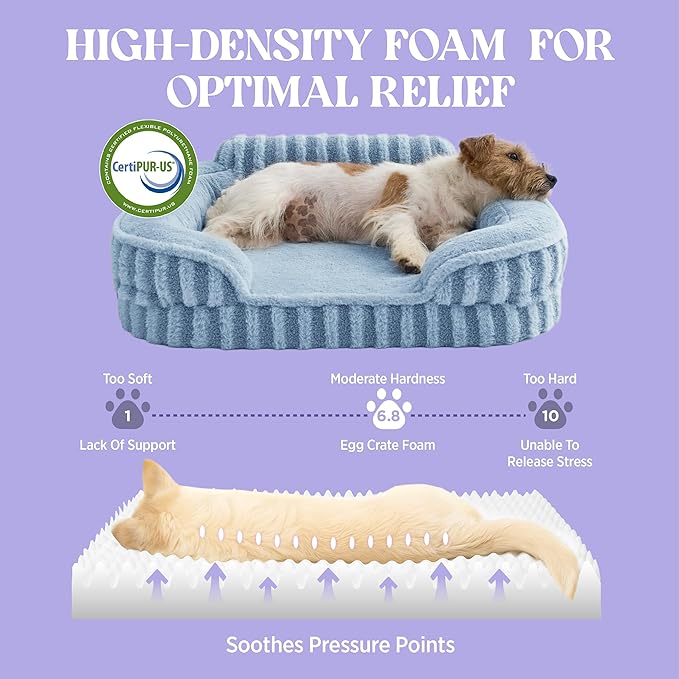 LE SURE Cute XL Dog Beds, Orthopedic Waterproof Dog Bed for Extra Large Dogs, High Back Non-Slip Bottom and Egg-Crate Foam Big Pet Couch Sofa with Washable Removable Cover, Blue