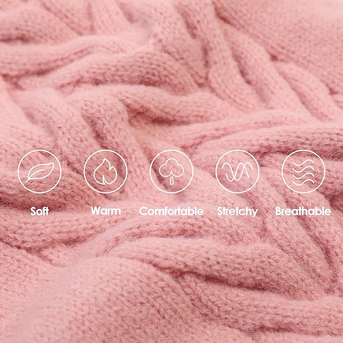Dog Sweaters for Large Dogs Classic Turtleneck Dog Christmas Sweater Thick Warm Pullover Female Puppy Pet Stretch Knitwear Fall Winter Clothes with Leash Hole(Pink, 2XL)