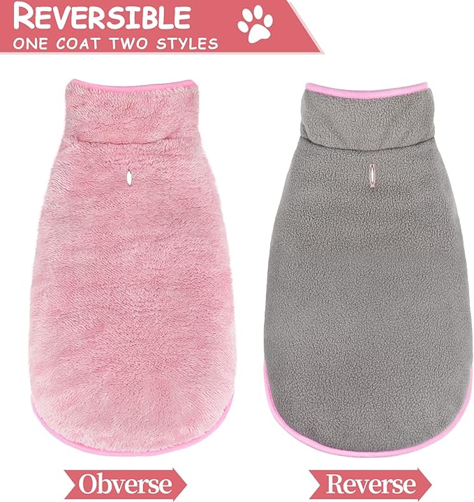 Malier Dog Winter Coat, Reversible Fleece Dog Cold Weather Coats, Windproof Warm Snow Puppy Jacket Vest Pet Clothes for Small Medium Large Dogs (Pink, Medium)