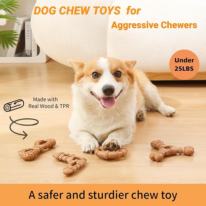 Dog Chew Toys for Aggressive Chewers, 6 Pack Tough Puppy Teething Toys, Interactive Dog Toys to Keep Them Busy for Small Dogs, 30lbs and Under