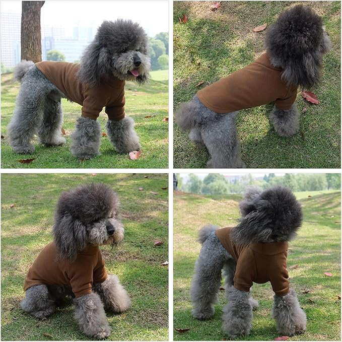 Lovelonglong Ribbed Dog T-Shirt Cotton Knitted Dog Sweaters for All Season Pet T-Shirts for Large Medium Small Dogs Coffee S