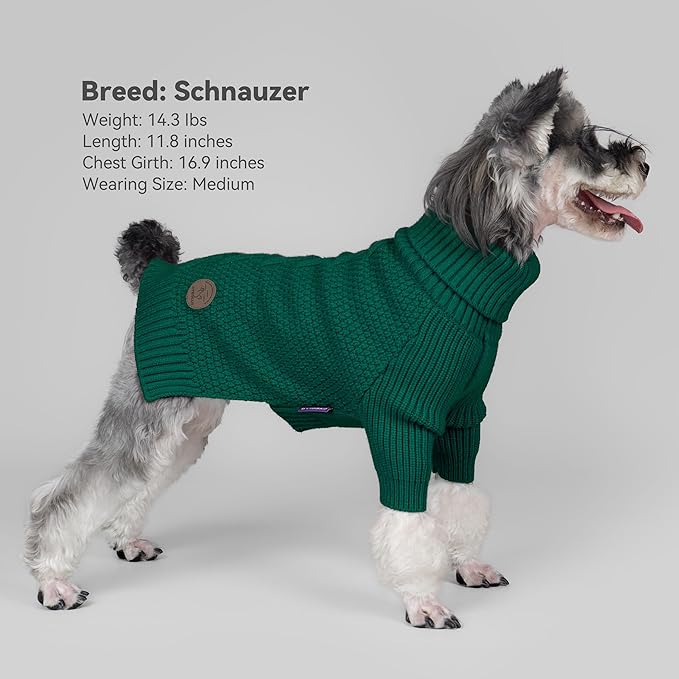 cyeollo Dog Sweater Pullover Turtleneck for Dogs, Classic Knitwear Fall Winter Cold Weather Dog Clothes Warm Pet Apparel Small Medium Large Dog Sweaters, Green L