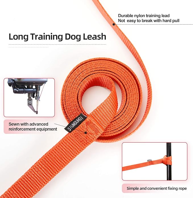 Siumouhoi Dog/Puppy Obedience Recall Training Agility Lead - 15ft 20ft 30ft 40ft 50ft Training Leash - Great for Play, Camping, or Backyard - Orange 50ft