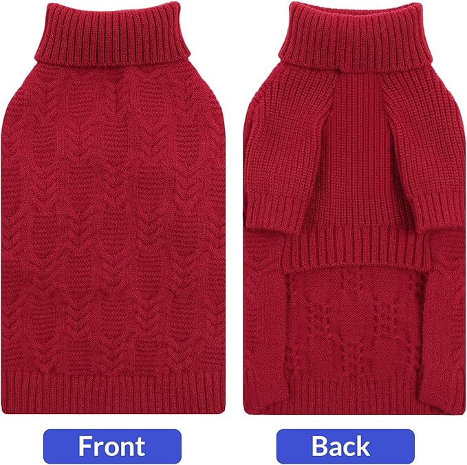 ASENKU XXL Dog Sweaters for Large Dogs Girls Boys, Doberman Sweater for Female Male, Winter Turtleneck Long Sleeve Pet Christmas Sweater for Golden Labrador,Red 2XL