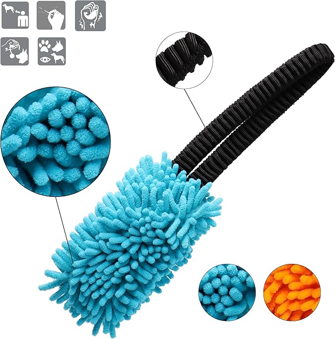 Dingo Shaggy Toy for Dogs, Soft Nubby-Textured Noodle Plush, tug Toy with Bungee Strong Shock Tugger for Dog Training, Agility Sport, tug of war 9-18in Blue 15672