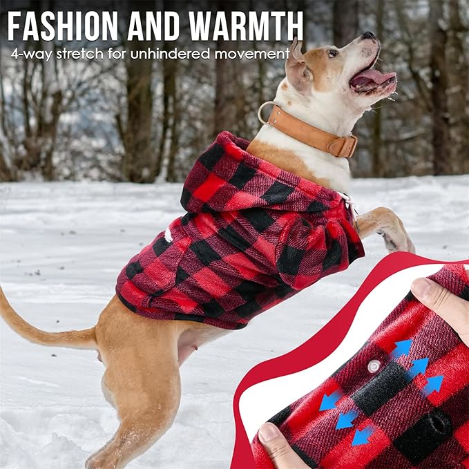 SlowTon Dog Hoodie Tie Dye - Warm Dog Sweater Hoodies with Pocket, Fall Winter Dogs Coat Jacket Pet Outfit Puppy Hooded Sweatshirt Clothes for Small Medium Large Dogs Boy Girl (Red, L)