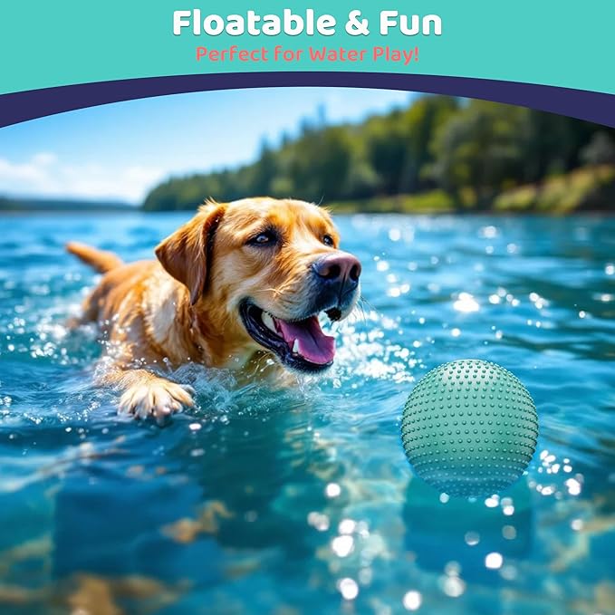 Dog Balls, EVA Dogs Toy Ball for Aggressive Chewers, 5 Inch Durable High Elasticity Interactive Ball for Training Dog Catch and Fetch, Floatable Toy for Medium and Large Dogs Puppies (Azure)