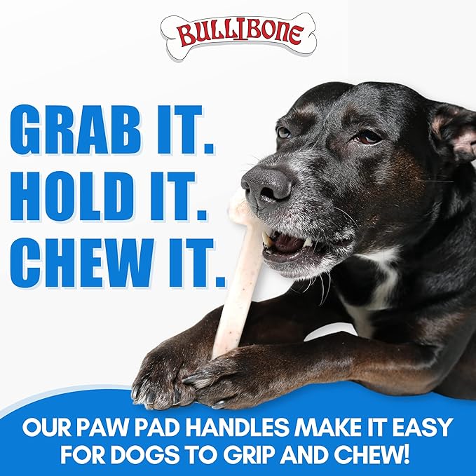 Bullibone Nylon Dog Chew Toy Nylon Bone - Improves Dental Hygiene, Easy to Grip Bottom, and Permeated with Flavor (Beef, Large - 3 Pack)