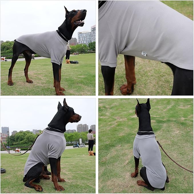Lovelonglong Ribbed Dog T-Shirt Cotton Knitted Dog Sweaters for All Season Pet T-Shirts for Large Medium Small Dogs Dark Gray XS