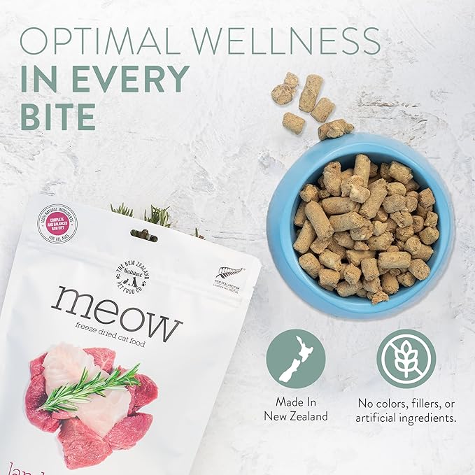 The New Zealand Natural Pet Food Co Meow Freeze Dried Cat Food - Chicken & King Salmon Recipe, High Protein Treats & Toppers, Dry Cat Food,9.9oz