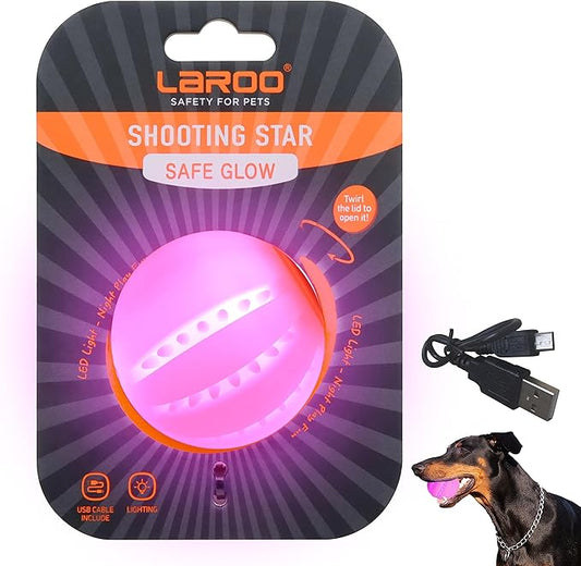 LaRoo LED Dog Balls Rechargeable,Light up Dog Ball Glow in The Dark,Teeth-Cleaning Natural Rubber,Interactive Dog Toys for Small & Medium Dogs,2.5 inches(Purple)