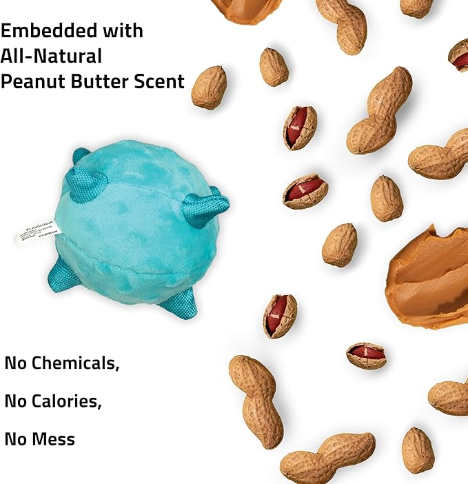 Playology Dog Toys | Puppy Toy Plush Sensory Ball for Dogs and Puppies for Dogs and Puppies | Medium Peanut Butter Scented Toy - Easy to Clean and Made from Non Toxic Materials