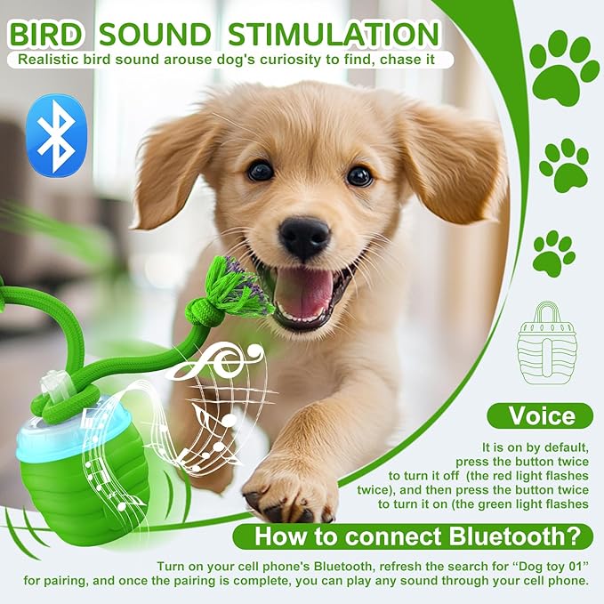 Interactive Dog Toys, [2025 Newly Upgraded] Interactive Dog Ball for Small Dogs, Automatic Moving Dogs Toy Wicked Ball for Boredom & Training, Play Music, USB Rechargeable(Green)
