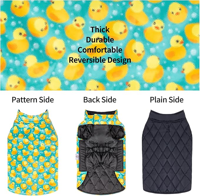 CuteBone Reversible Winter Dog Jacket, Waterproof Windproof, Soft Thick Coats, Adjustable Medium Large Dogs