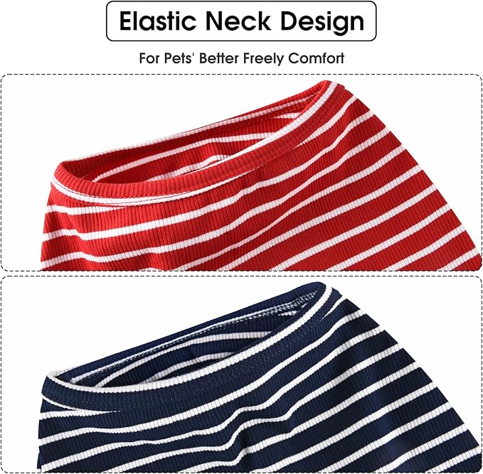Koneseve Dog Shirt Vest Lightweight Stretchy Dog T-Shirt Soft Cool Shirts Sleeveless Stripe Vests Breathable Clothes for Puppy Kitty Cats Small Medium Large Dogs 2 Pack Red + Blue [ XL ]