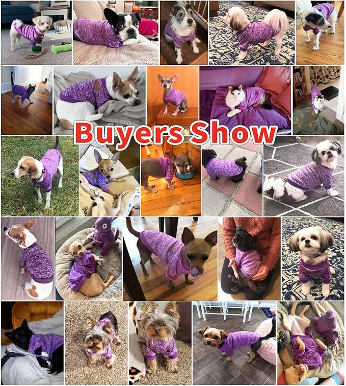 Idepet Pet Dog Classic Knitwear Sweater, Soft Fleece Coat for Small,Medium Dog,Warm Pet Dog Cat Clothes,Puppy Customes 2 Color (XXL, Purple)