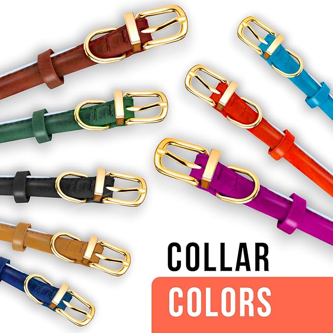 OOPSDOGGY Reflective Rolled Leather Dog Collar Adjustable Soft Padded Pet Collar for Small Medium Large Breed Dogs (Camel, L, 14"-18")