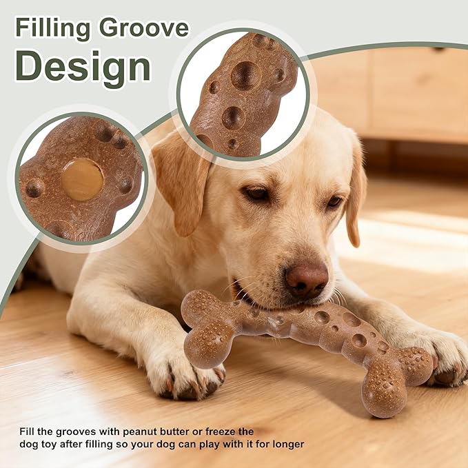 Dog Chew Toys for Aggressive Chewers 3 Pack Variety Flavored Indestructible Dog Bone Toy for Medium Large Breed to Keep Them Busy