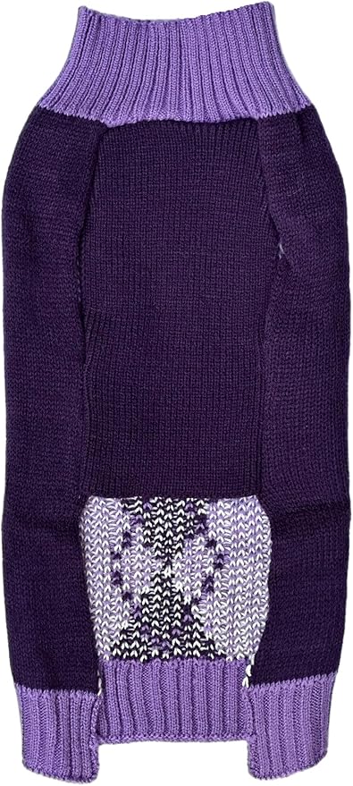 Alemon Argyle Knit Pet Sweaters Clothes for Small Dogs, Classic Purple Medium M Size