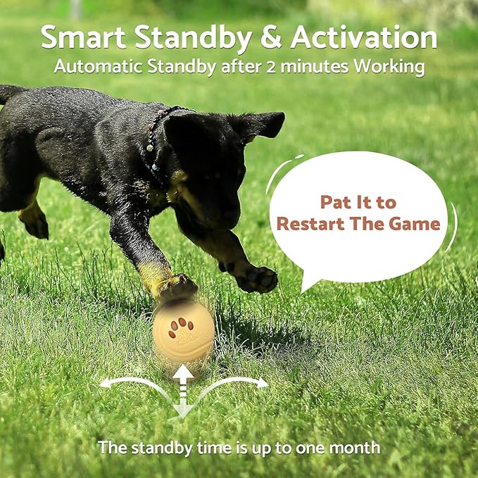 Interactive Dog Balls, Smart Dog Toys, 4 Movement Modes, Durable TPU Squeezably Elastomeric Material, Motion Activated Automatic Moving Rolling Ball for Dogs 20-60 lbs