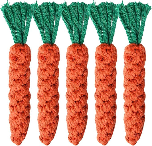 2ME 5 PCS Carrot Dog Rope Toys for Dogs, Durable Chew Toys for Aggressive Chewers, Entertainment & Interaction, Teeth Cleaning and Chewing, All-Cotton