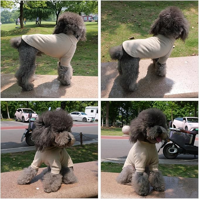 Lovelonglong Ribbed Dog T-Shirt Cotton Knitted Dog Sweaters for All Season Pet T-Shirts for Large Medium Small Dogs Beige M