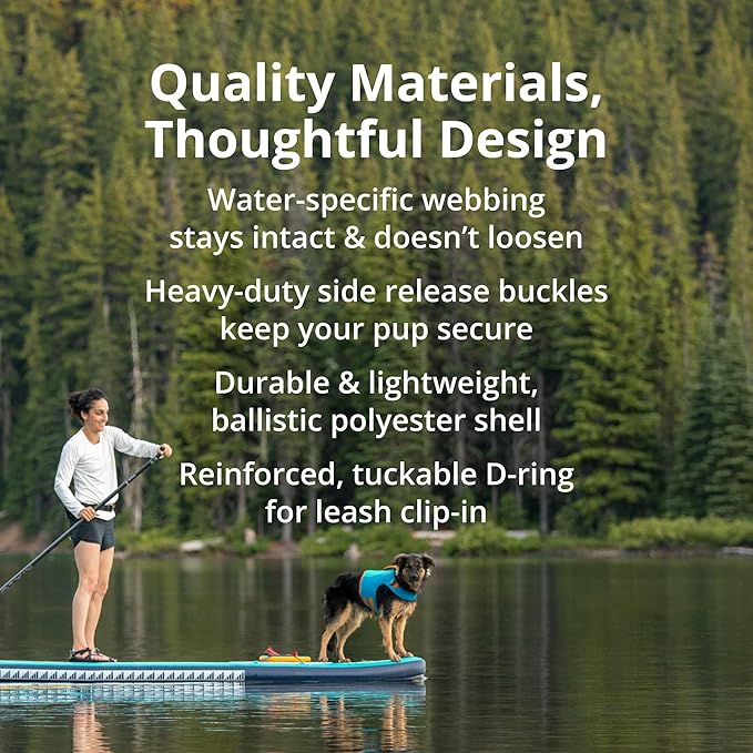 Ruffwear, Float Coat Dog Life Jacket, Premium Buoyancy Swim Vest with Lift Handle, Secure Fit & Reflective Trim, Adjustable Flotation for Swimming, Boating, & Outdoor Adventures, Blue Dusk, Small