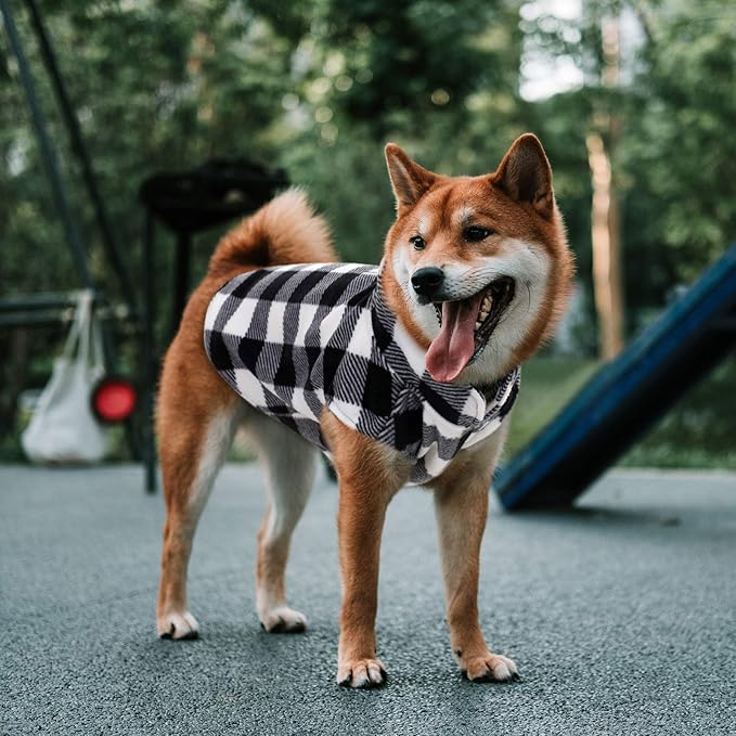 ASENKU Dog Sweater, Plaid Fleece Dogs Vest, Soft Warm Pet Clothes, Cold Weather Puppy Jacket, Comfortable Pullover Shirt for Tiny & Small Dog Breeds Only