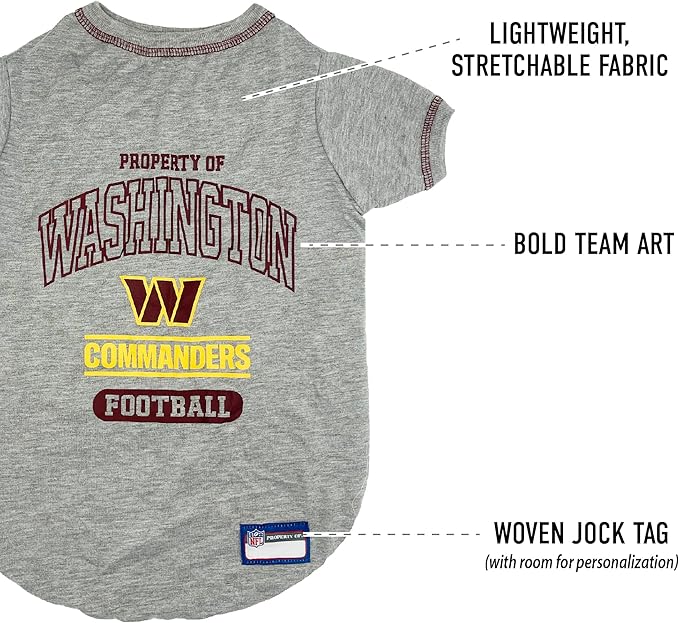 Pets First PET Shirt for Dogs & Cats - NFL Washington Commanders Dog T-Shirt, X-Large. - Cutest Pet Tee Shirt for The Real Sporty Pup! (WAC-4014-XL) (Pack of 2)