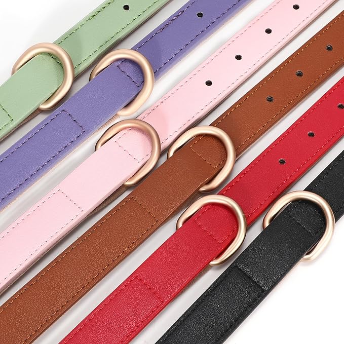 WHIPPY Leather Dog Collar for Small Medium Large Dog Adjustable Soft Breathable Leather Padded Puppy Collar with Alloy Buckle Heavy Duty Waterproof Classic Dog Pet Collar,Purple,XS