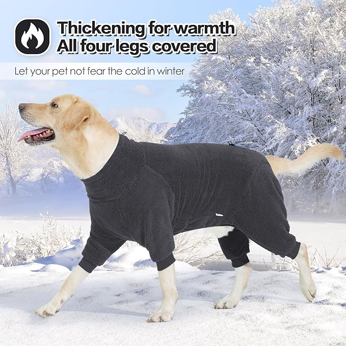 Fleece Dog Sweater for Small Medium Large Dog for Run Walk Sleep Pet Winter Jacket & Windproof Clothes Coat XL Grey