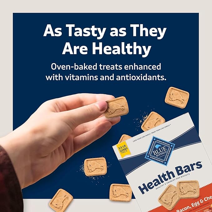 Blue Buffalo Health Bars Oven-Baked with Natural Ingredients Bacon, Egg & Cheese Crunchy Dog Biscuits, 3.5 lbs.