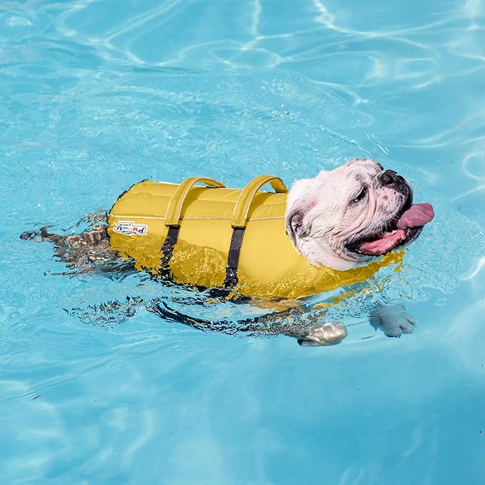 Outward Hound Granby Splash Dog Life Jacket, High-Buoyancy Dog Life Vest for Swimming, Boating, and Water Safety, Medium, Yellow