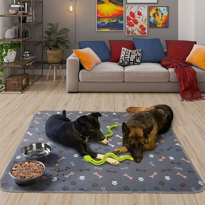 Washable Pee Pads for Dogs，2Pack 31x36 Reusable Puppy Pads with Bone Print, Absorbent Whelping Pads Non-Slip Dog Playpen Mats for Floor Protector, Couch Cover, Crate, Potty Training