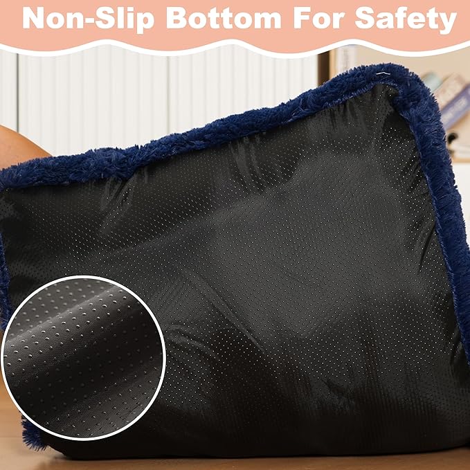 Bedfolks Plush Dog Crate Pad, Washable Dog Kennel Bed 29"x21", Solid Dark Blue