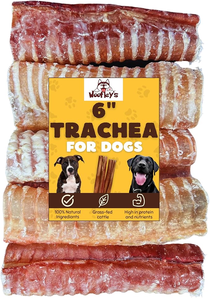 Woofley's Beef Trachea - (6 Inch 20 Pack) - Trachea Treats for Dogs - Natural Source of Glucosamine and Chondrotin for Joint Health - 100% Natural Beef Windpipe for Dogs
