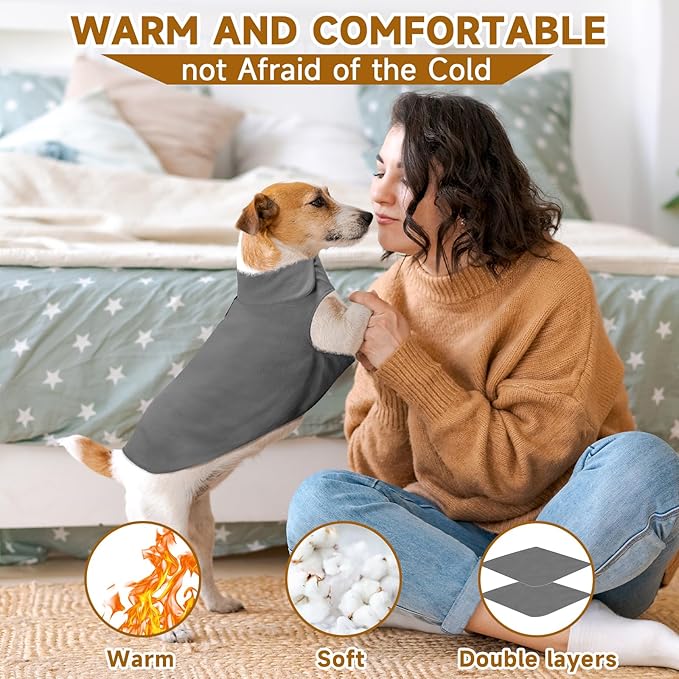Fleece Dog Coat Pet Jacket Reflective for Cold Weather for Extra Large to Small Pets(Grey,2XL)