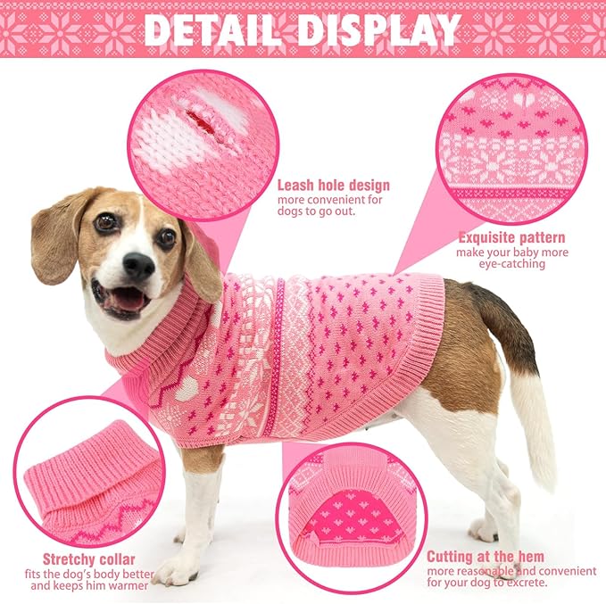 SCENEREAL Dog Sweaters for Small Dogs - Soft, Warm Turtleneck Small Dog Sweater, Ugly Knit Dog Christmas Outfits for Dachshund, Chihuahua, Pug, Yorkie,Winter Pet Clothes Girl Boy, XS