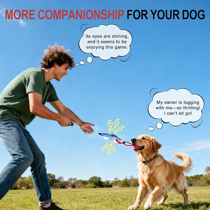 Dog Tree Tug of War Toy with Handles,Tethered Tug of War Outdoor Toy with Squeaky Self Play for for Small to Medium Dogs to Exercise Play Rope,Ball with Rope Dog Toy