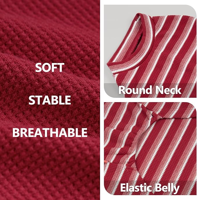 KYEESE 2Pack Waffle Dog Christmas Shirts for Small Dogs Stretchy Dog T-Shirts Lightweight Pet Tank Top Sleeveless Striped Pet Shirt Vest Breathable Cat Shirt, Small, Red+Striped