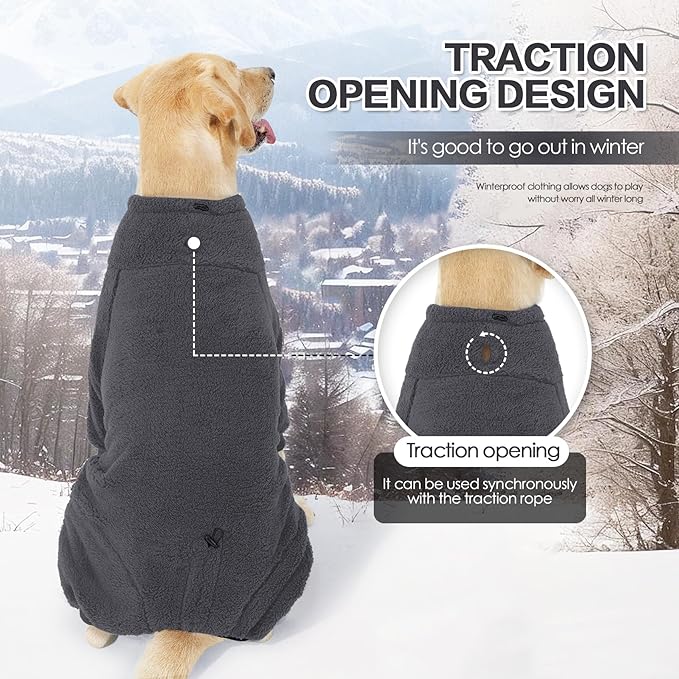 Fleece Dog Sweater for Small Medium Large Dog for Run Walk Sleep Winter Jacket & Windproof Clothes Coat 3XL Grey