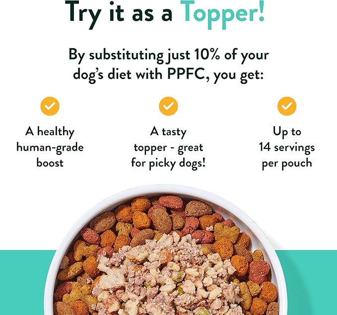 Portland Pet Food Company Fresh Dog Food Pouches - Human-Grade Topper Mix-Ins & Wet Pet Meals - Small & Large Breed Puppy & Senior Dogs - Gluten-Free Meal Toppers, Made in The USA - 5 Pack Variety