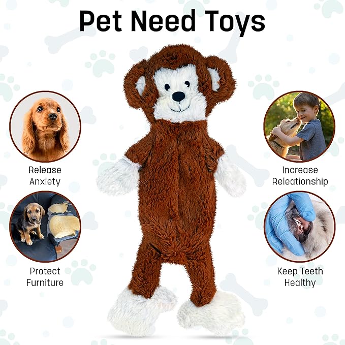 FGA MARKETPLACE Monkey-Grey Rabbit Flat NO Stuffing NO Squeak Plush Dog Toy, Funny Style Will Entertain Your Pet for Hours, Recommended for Small and Medium Dog 21 INCH Long