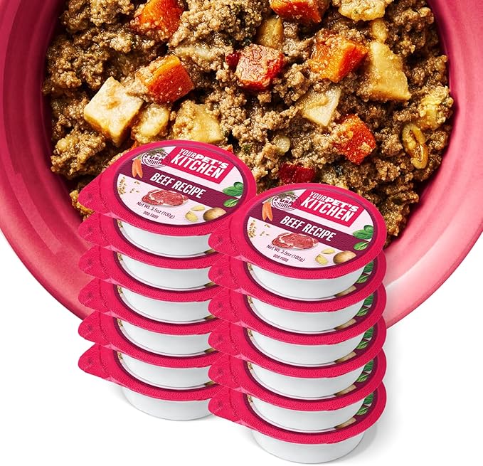 Your Pet's Kitchen Wet Dog Food Cups, Beef Recipe - 3.5 oz Cups (Pack of 12), Made in The USA with Real Beef