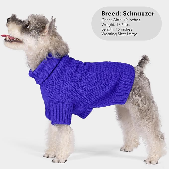 cyeollo Dog Sweater Pullover Turtleneck for Dogs, Classic Knitwear Fall Winter Cold Weather Doggie Clothes Warm Pet Apparel Small Medium Large Dog Sweaters, Royal Blue M