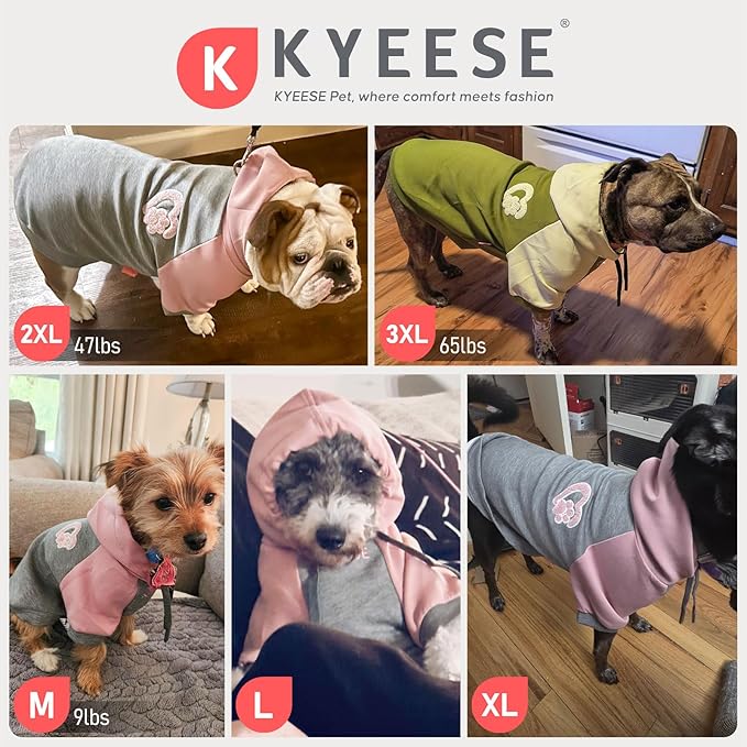 KYEESE Dog Hoodie Stretchy Pet Sweatshirt with Drawstring Cat Coat with Leash Hole Warm Pet Clothes Comfort Cat Sweater Soft Dog Clothes for Small Dogs Dogs Winter Coat for Cold Weather