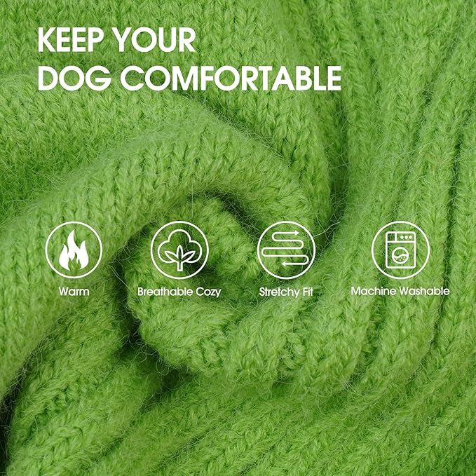 IECOii Dog Sweaters For Medium Dogs Girl Boy,Holiday Knit Doggy Sweatshirt with Sleeve,Turtleneck Thick Warm Dog Sweaters for Winter,Pullover Knitwear for French Bulldog,Boston Terrier (Grass green,L)