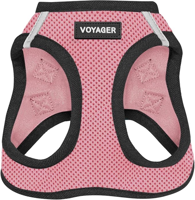 Voyager Step-In Air Dog Harness by Best Pet Supplies - All Weather Mesh Step in Vest Harness for Small and Medium Dogs, Pink/Black Trim, size XS - Chest: 13 - 14.5"