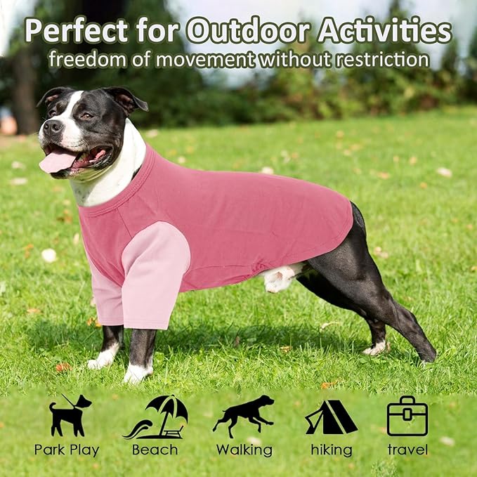 2 Pack X-Large Dog Shirts - Breathable Lightweight Basic Tees, Durable Moisture-Wicking Dogs Clothes for Beagle, Bullmastiff, Sleep, Hot Summer Day Outdoor Activities, Travel, Seaside, Pink
