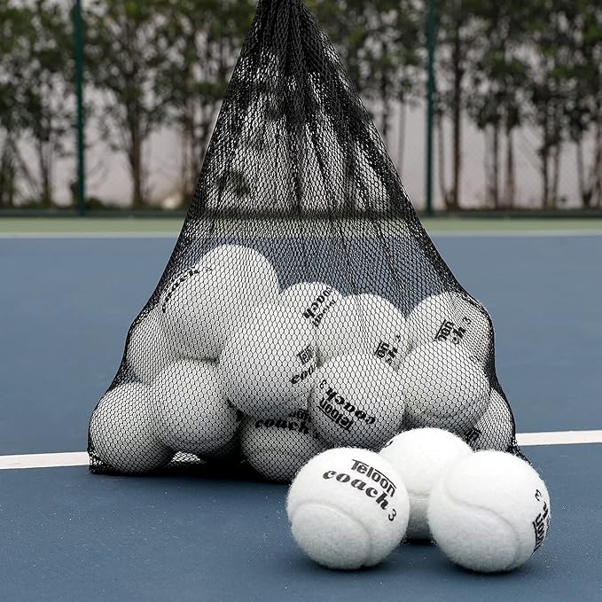 Teloon Pressure Training Tennis Balls-12 or 18 Count-Mesh Carry Bag，4 Colors Available，Pressureless Training Exercise Tennis Balls for Beginners.